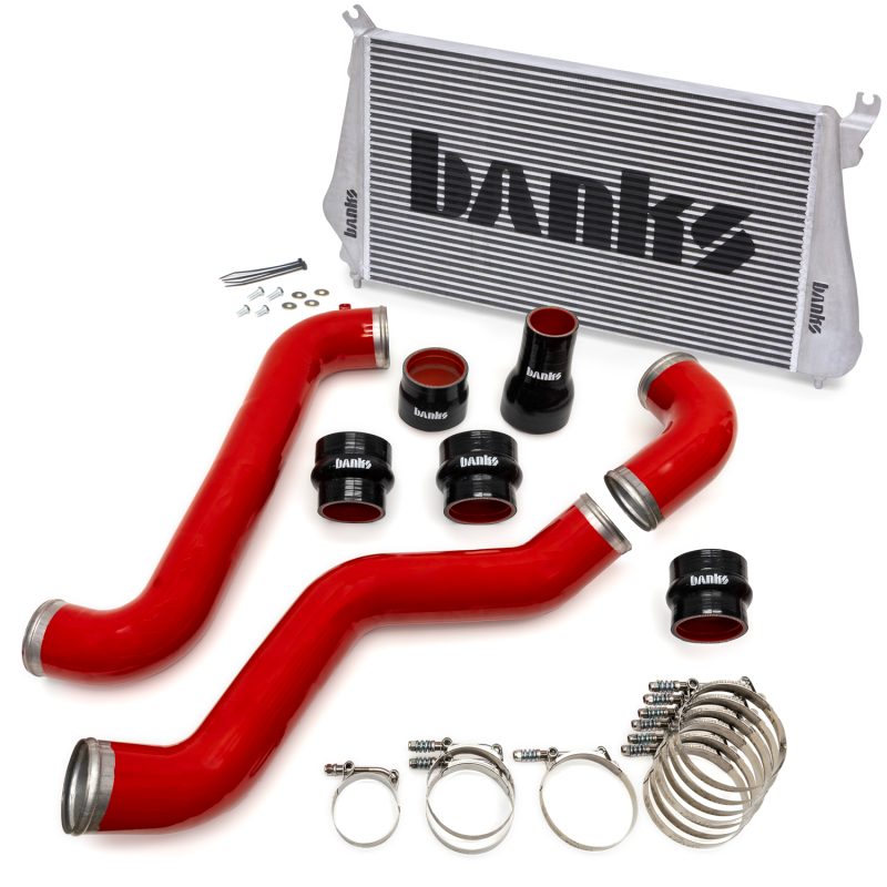 Components used in the Banks Intercooler Upgrade Kit for 2011 GMC/Chevy 2500/3500 6.6L Diesel