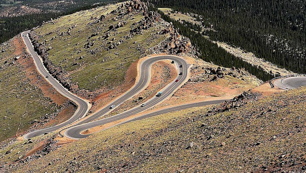The winding trail of Pikes Peak