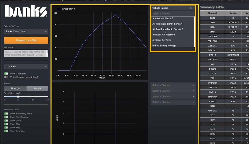 DataLogViewer Graph Options