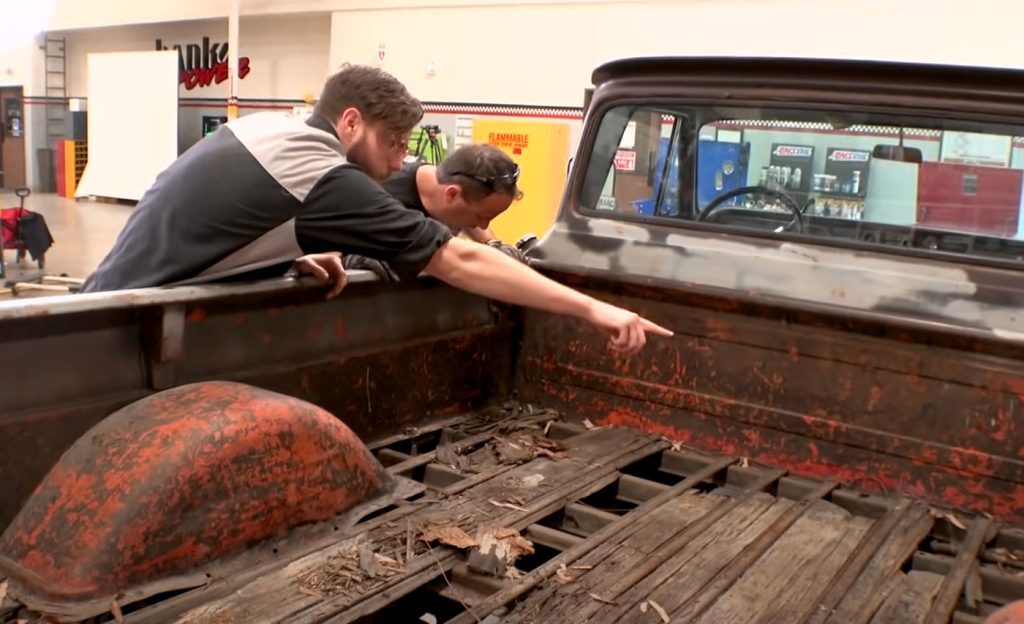 After ripping up what they thought was the only layer of the truck bed, Jay and Erik discover an even more decrepit layer underneath.