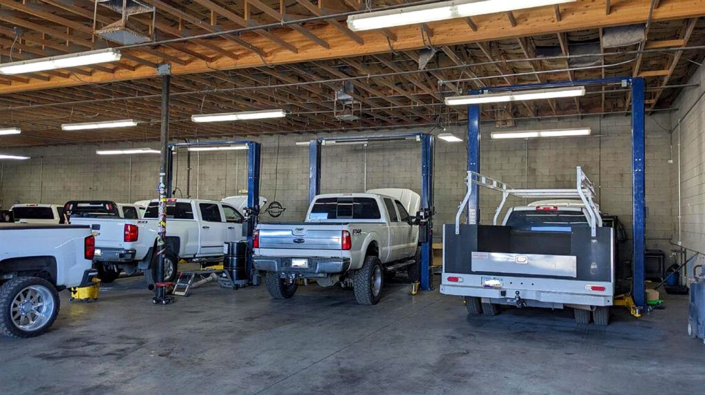 Every work bay is filled at Copperhead Diesel Performance
