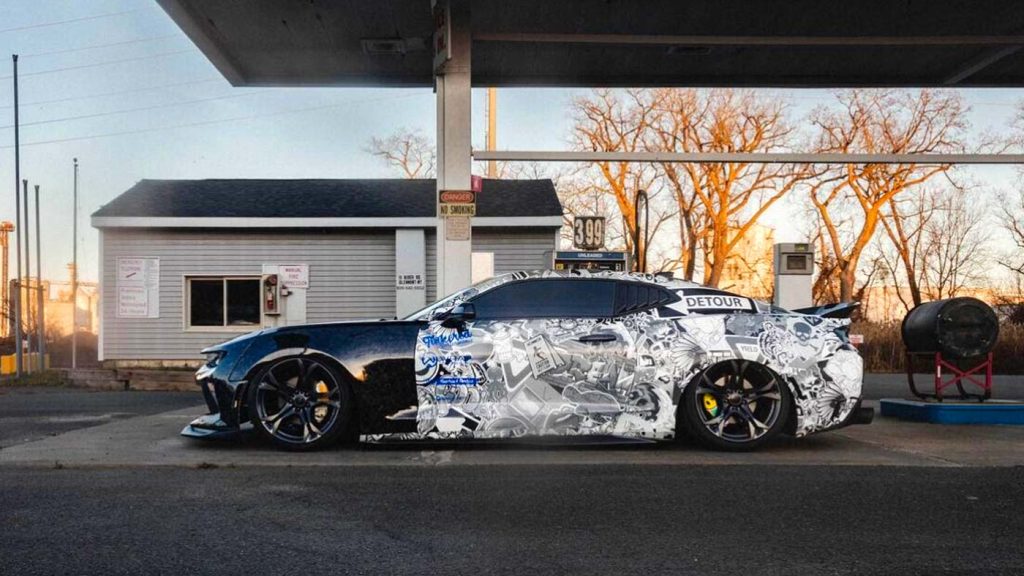 The sixth-gen Camaro has a custom paint job