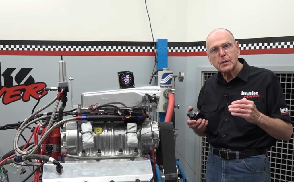 Getting a base reading of the air density in the dyno cell will help get all the info we want from the methanol engine. Gale is explaining how to do this using the Banks iDash and AirMouse sensor.