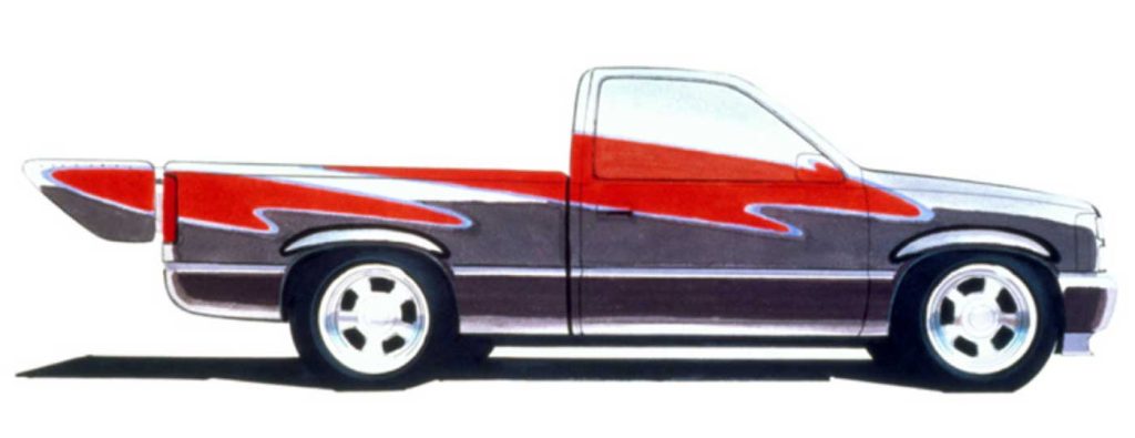A side drawing of the vintage Banks truck