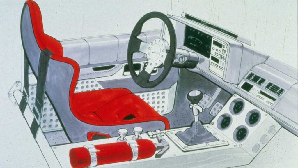 Sketch of the interior of the vintage Banks truck concept