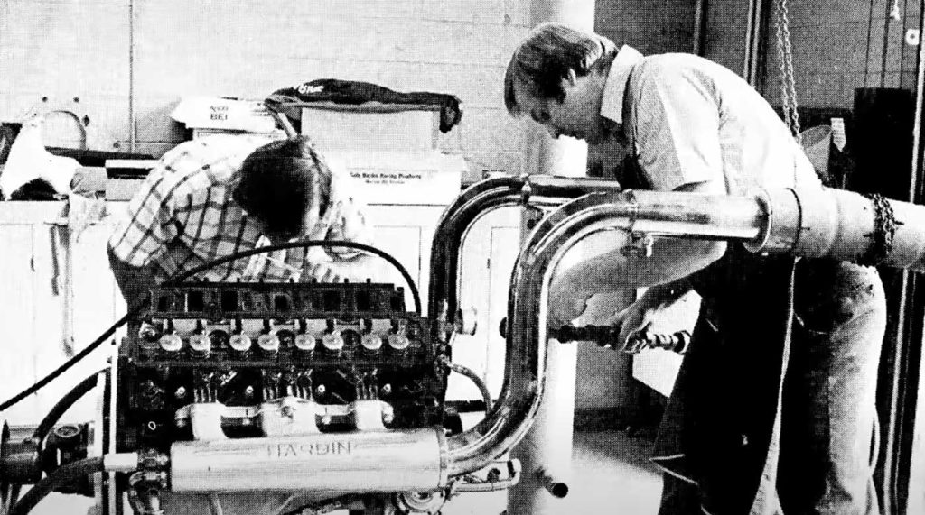 Gale shown in his shop building a marine engine for Oldsmobile which brings us to the discussion of oil filters that can increase oil life. 