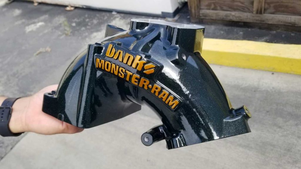 Customizing includes powder coating and Banks Monster-Ram