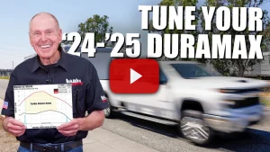 Gale Banks with Derringer tuner chart for 2024 Duramax