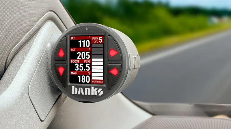 Close-up of iDash Data Pro displaying engine data